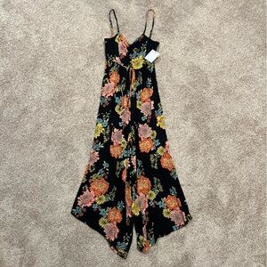 O'Neill Women's Keiko Kali Woven Crop Tank Jumpsuit Black Floral Viscose